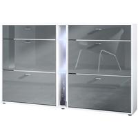 SCHUHSCHRANK Today Fronten in Grau Hochglanz - Grau, Holzwerkstoff (155.5/95/28cm) - Vladon