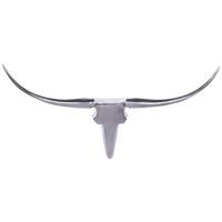 WANDDEKO Bull Geweih aus Aluminium 125 cm Breite, Silber 125x10x60 cm - Silberfarben, Metall (125/60/10cm) - KADIMA DESIGN
