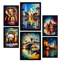 POSTER Set Mit 6 Fluss Im Ölgemälde Stil A3 & A4 Rahmenlos - Klar, Papier (29/3cm) - Nacnic