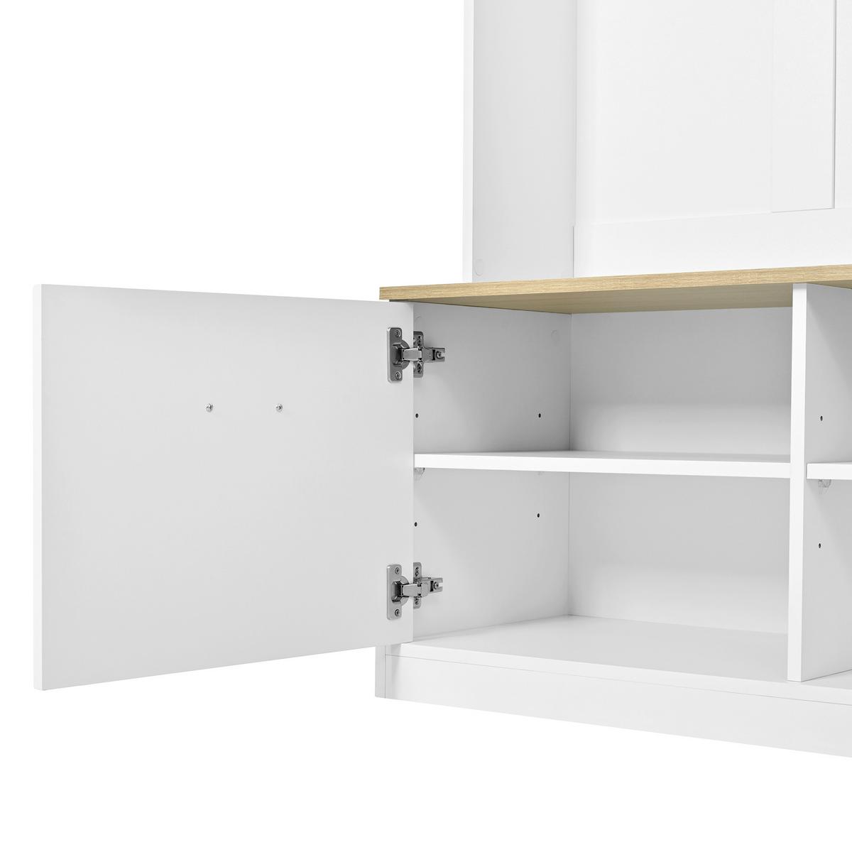 GARDEROBE holzoptik weiß sitzbank stauraum - Weiß, Holzwerkstoff (105/180/40cm) - Urban Meuble
