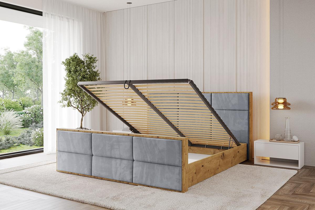 POLSTERBETT mit Bettkasten, Fußteil und Lattenrost, Boxbett ohne Matratze - ENZO1-Z 180x200 Grau - Grau, Holzwerkstoff/Textil (180/200cm) - ALTDECOR