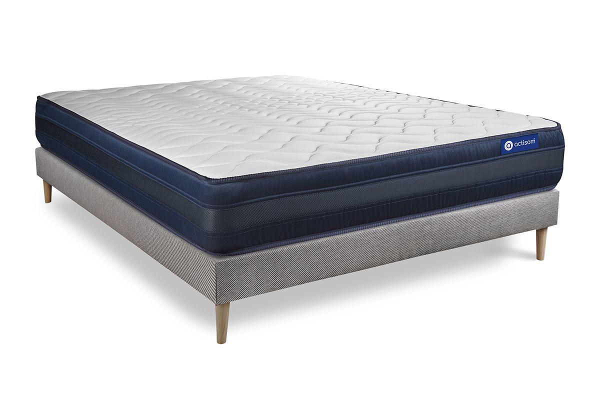 BETT Actiflex tech Taschenfederkern und Memory-Schaum 140 x 200 cm h4 - Kit Bettgestell Grau - Beige/Grau, Karton/Holz (140/200cm) - ACTISOM