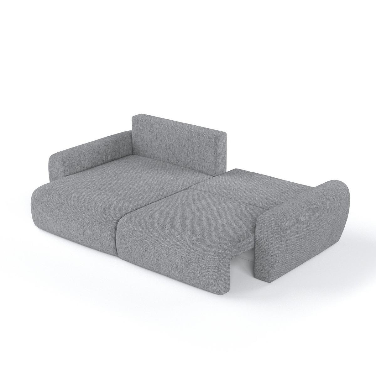 ECKSOFA OMARI mit Schlaffunktion Grau im Neve Stoff - Schwarz/Grau, Holz/Holzwerkstoff (253/153cm) - AltaBeds