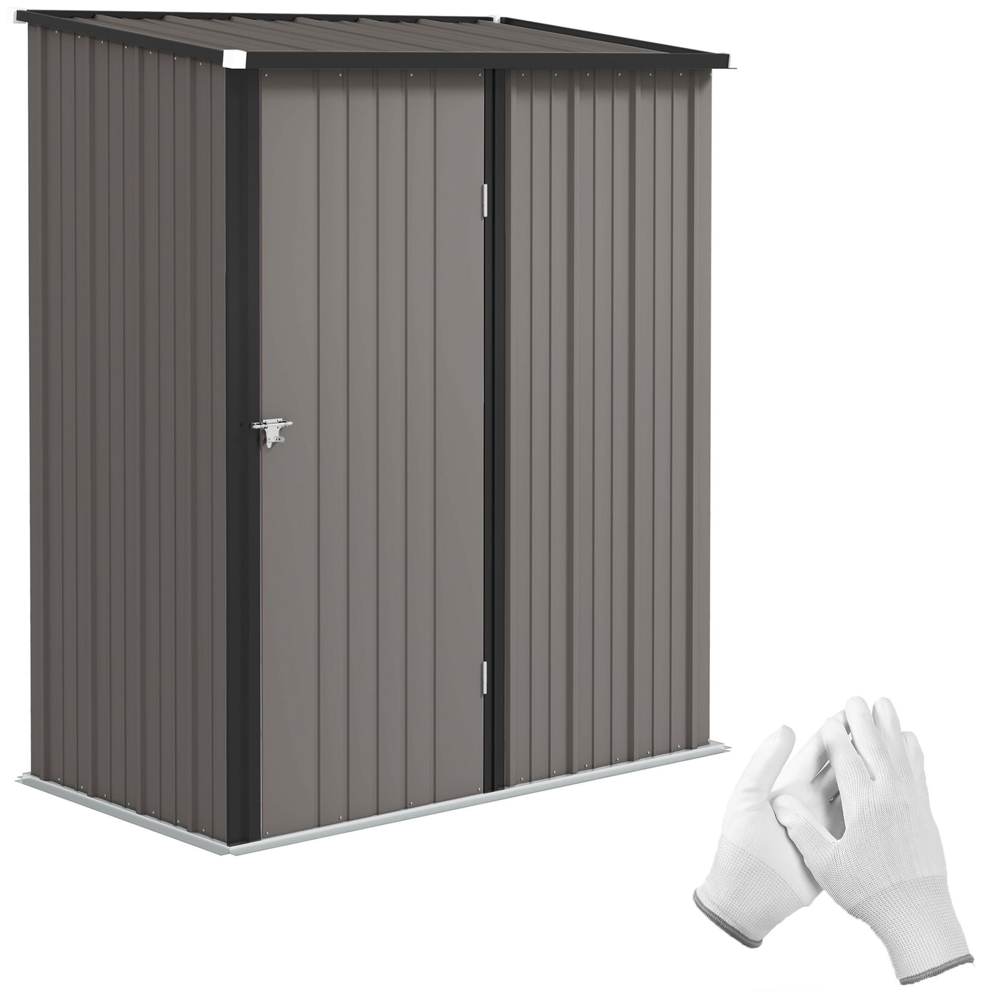 METALL-GERÄTEHAUS mit Pultdach 1,34m² 161,5 x 94,5 x 196cm - Hellgrau, Metall (94.5/196/161.5cm) - Outsunny