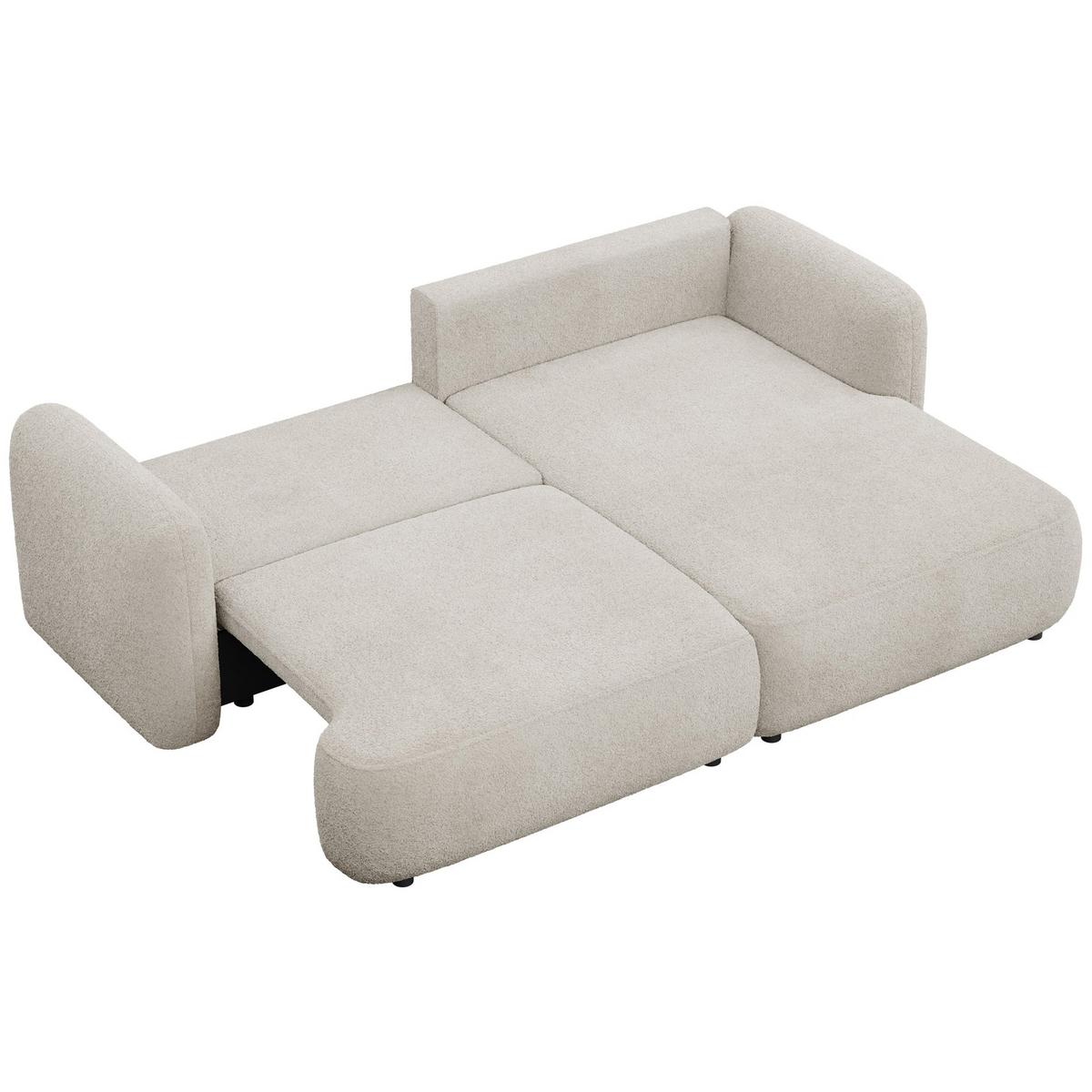 ECKSOFA Tvoya Hellbeige Bouclé - Ecru/Schwarz, Kunststoff/Textil (175/267cm) - Selsey