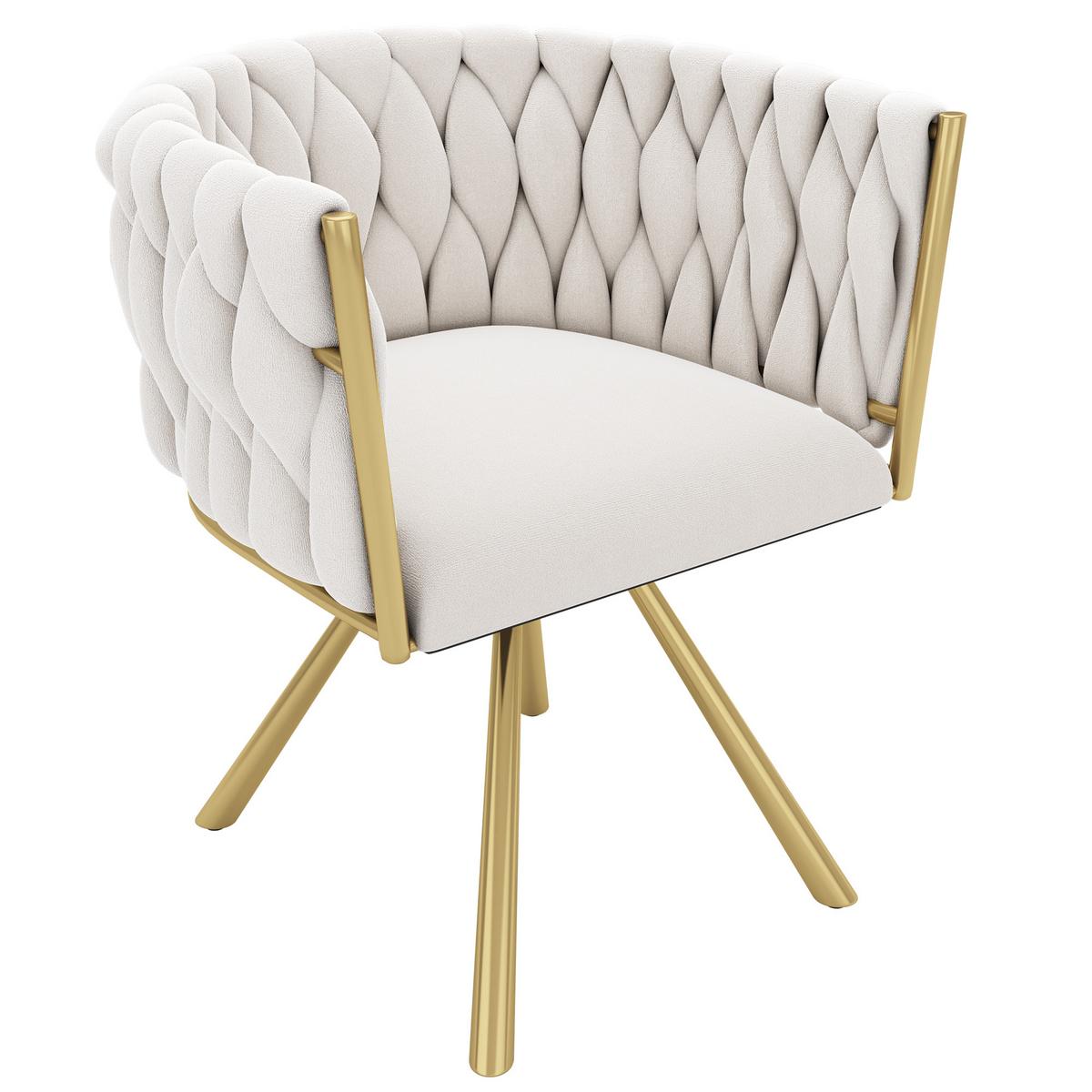 ESSZIMMERSTUHL 2er set samt gepolstert drehbar metallgestell gold - Beige, Textil (59/72/54cm) - Urban Meuble