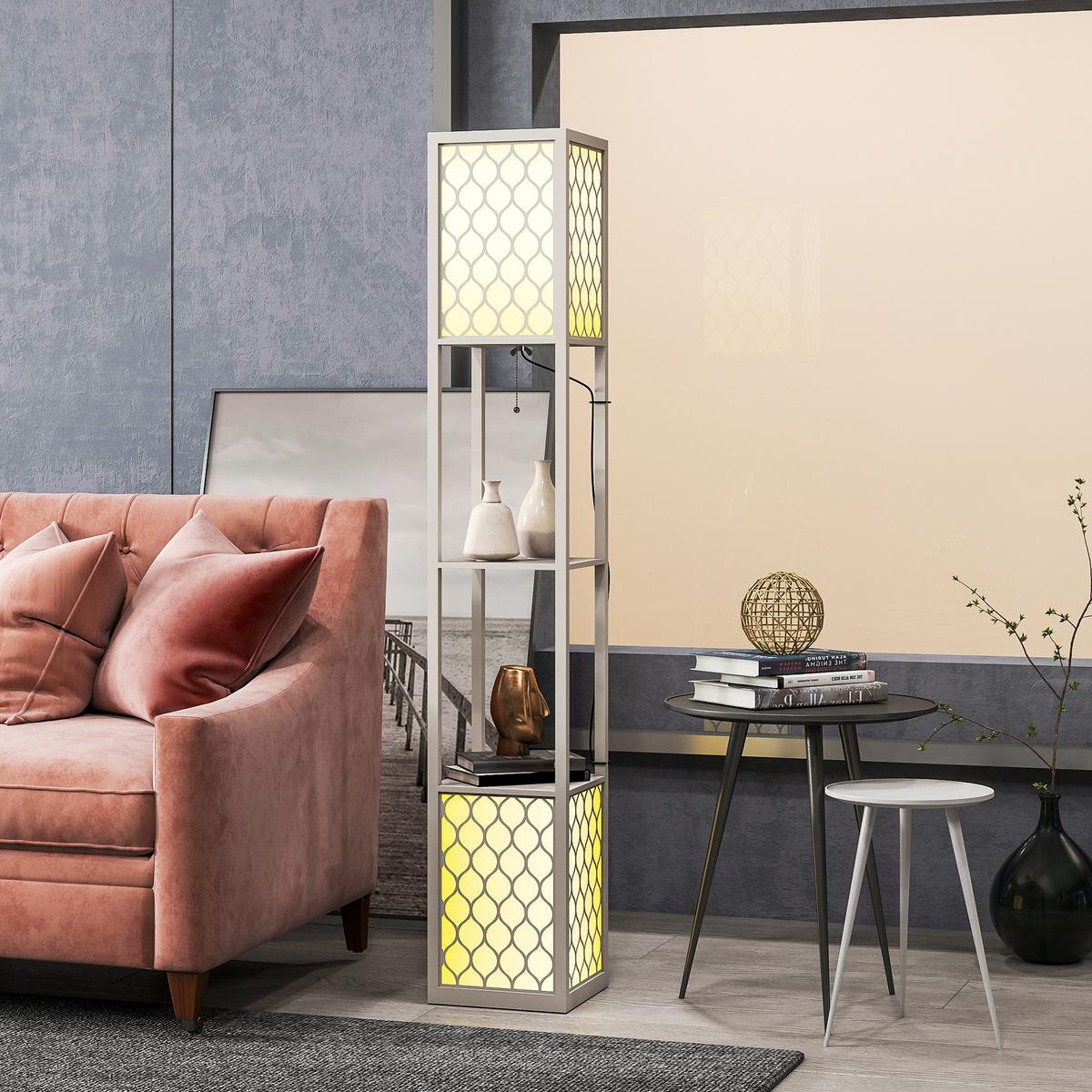 STEHLAMPE MDF Kunststoff Hellgrau - Hellgrau, Holzwerkstoff (26/26/156cm) - HOMCOM