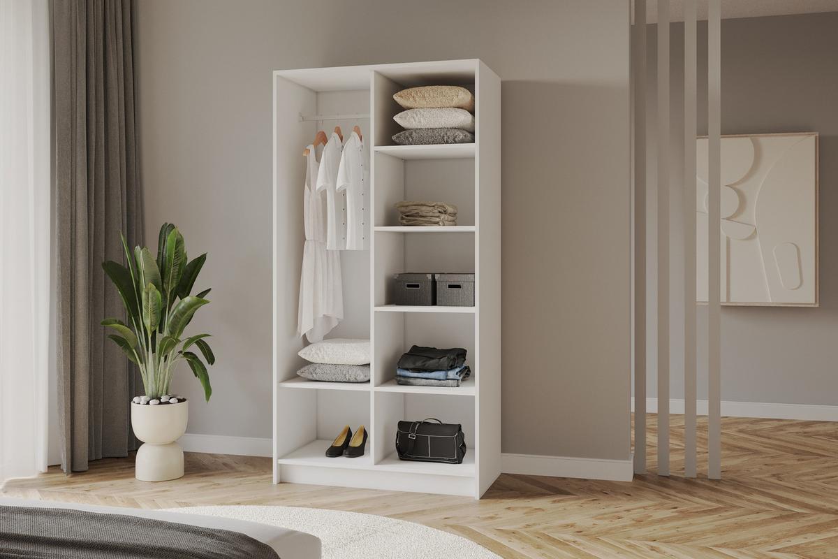 KLEIDERSCHRANK - LESE - 102 - Weiß - Schwarz/Weiß, Holzwerkstoff (102/200/51cm) - ALTDECOR