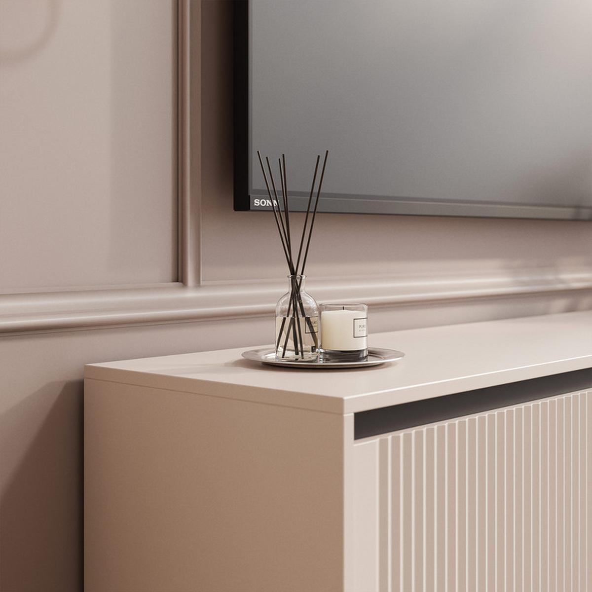 TV-LOWBOARD LIRA stehend, 179 cm Sandbeige - Beige/Schwarz, Holzwerkstoff/Metall (179/50/40cm) - Idohome