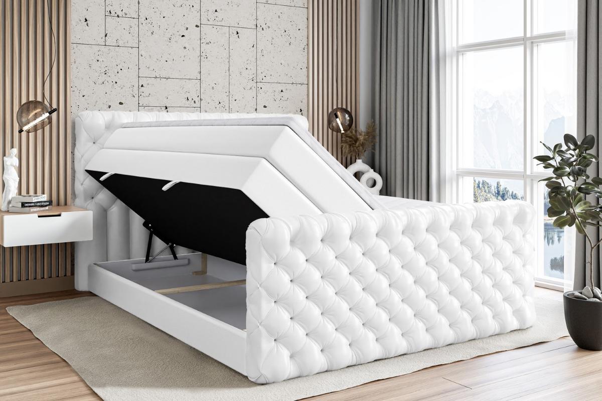 BOXSPRINGBETT BOXI8-Z KING - 120x200 - H3/H4 - Weiß Hochglanz - Weiß Hochglanz, Holzwerkstoff (120/200cm) - ALTDECOR