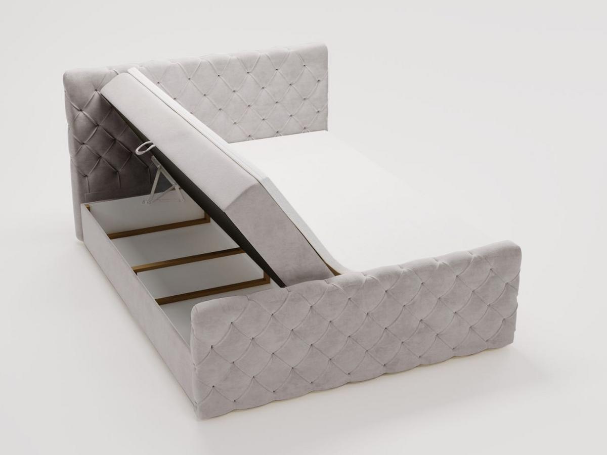 BOXBETT Lunaris 140x200 Hellgrau - Hellgrau, Holz/Textil (140/200cm) - Graingold
