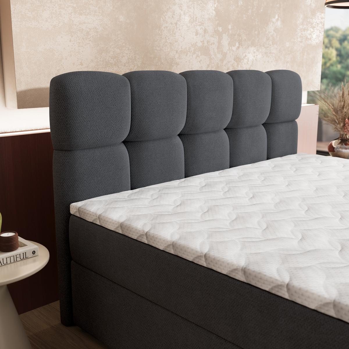 BOXBETT MERU 160x200 cm mit Matratze und Topper - Graphitfarben - Graphitfarben, Holz (160/200cm) - MASSENO