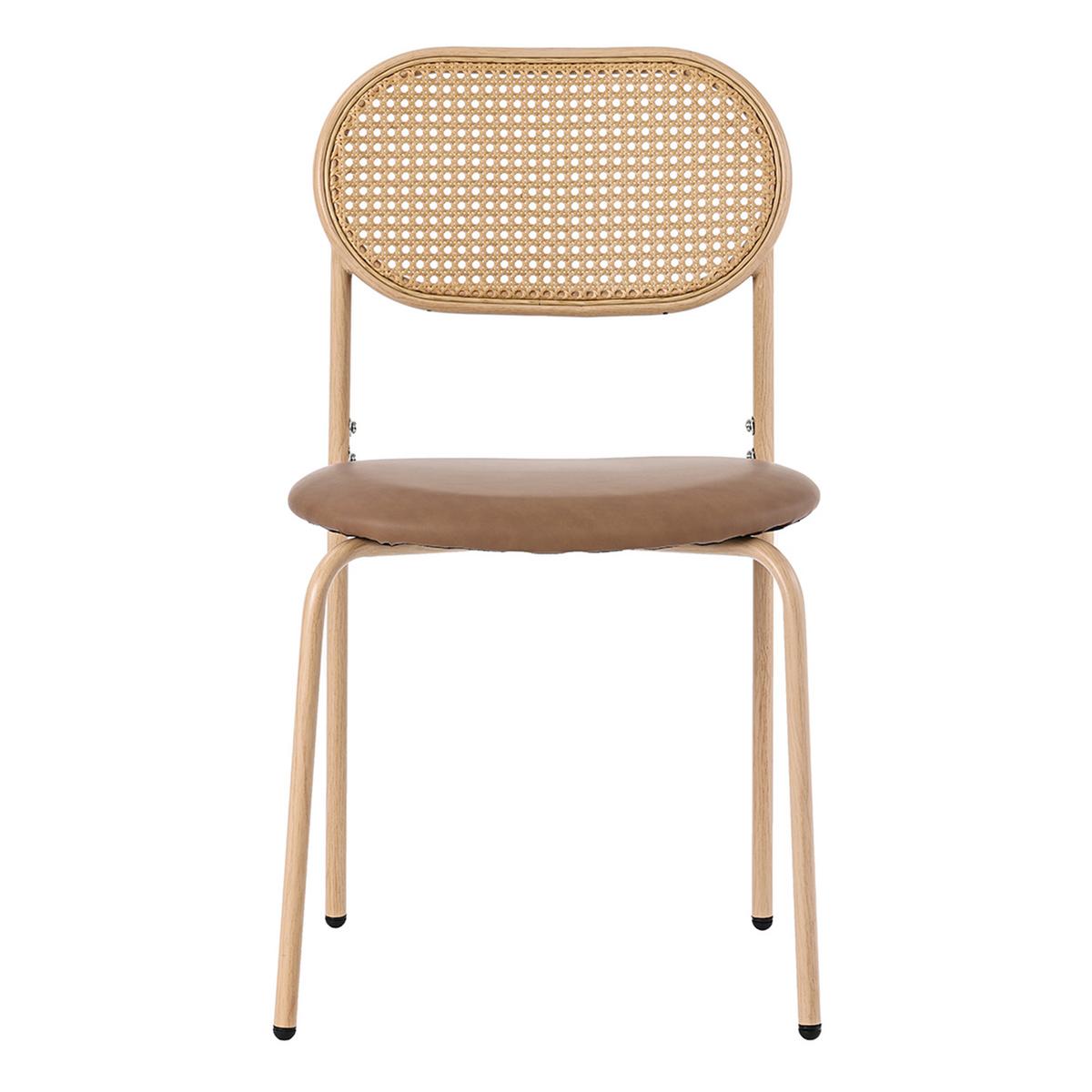 ESSZIMMERSTUHL Set 6er Braun PU & Rattan Polsterstuhl mit Metallbeinen - Braun, Kunststoff (46/80/48cm) - Urban Meuble