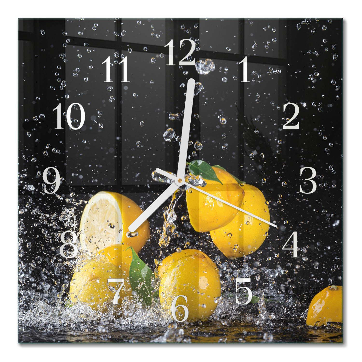 WANDUHR aus Glas 30x30 cm - Zitronen - Gelb, Glas (30/30/0.4cm) - TULUP
