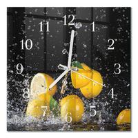 WANDUHR aus Glas 30x30 cm - Zitronen - Gelb, Glas (30/30/0.4cm) - TULUP