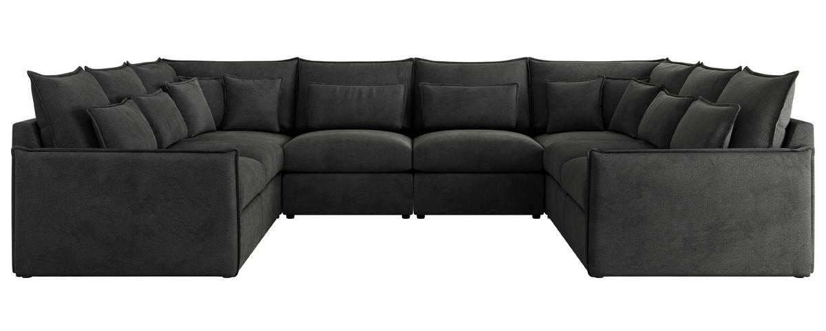 WOHNLANDSCHAFT VERSO U 8M Dunkelgrau Velvet - Dunkelgrau/Schwarz, Kunststoff/Textil (362/93/270cm) - MKS