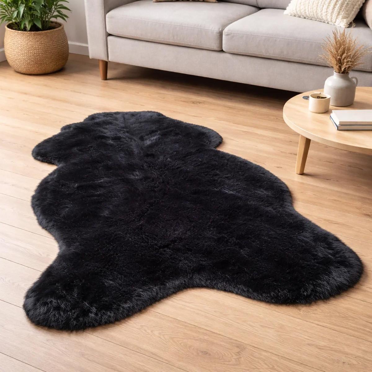 SCHAFFELL Premium Merino Lammfell Schwarz Dyed geschoren ca. 105 cm - Schwarz, Fell (55/105cm) - Provellus
