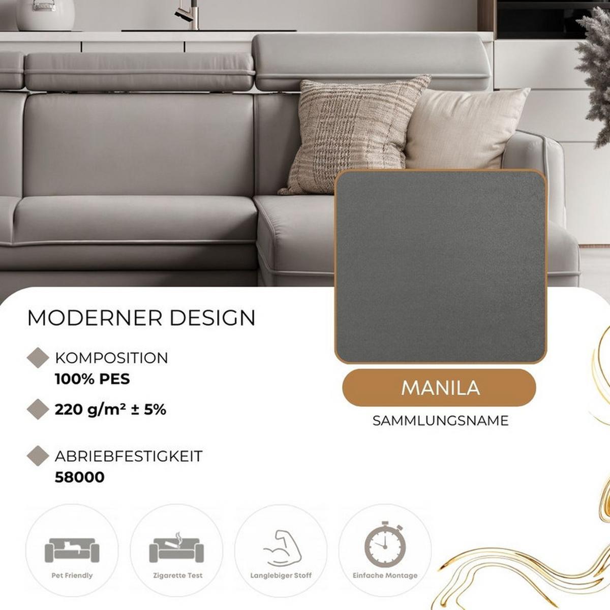 ECKSOFA BENI mit Schlaffunktion und Bettkasten, Stoff Beige - Beige, Kunststoff/Textil (220/160cm) - Idohome