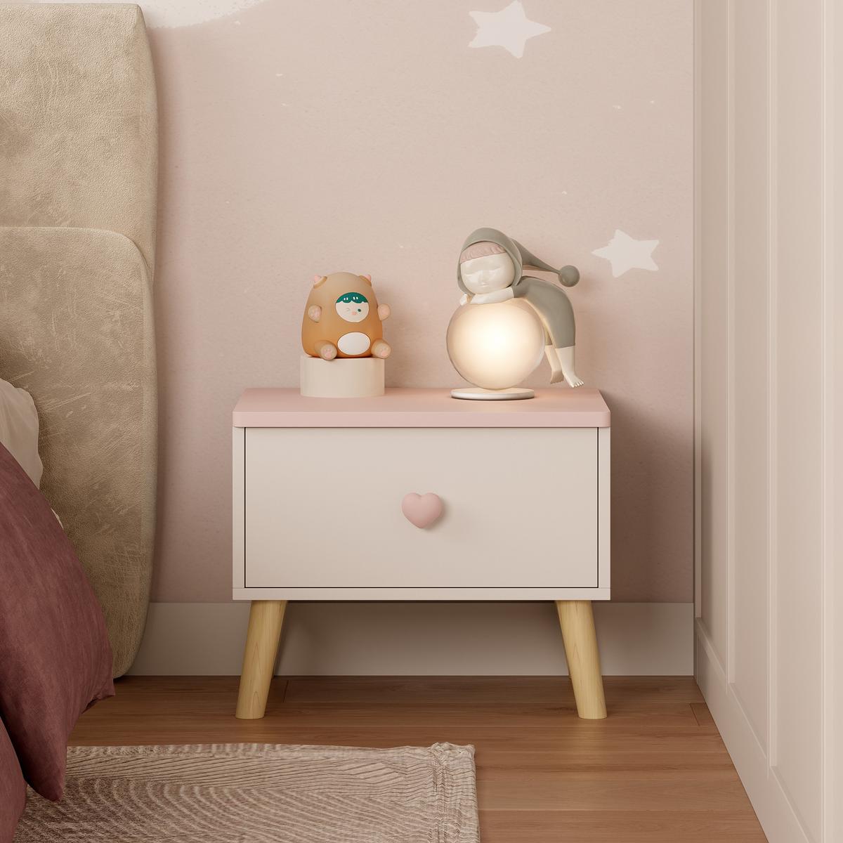 KINDERNACHTTISCH Sandnes - Rosa/Weiß, Holz/Holzwerkstoff (38/31/30cm) - [en.casa]