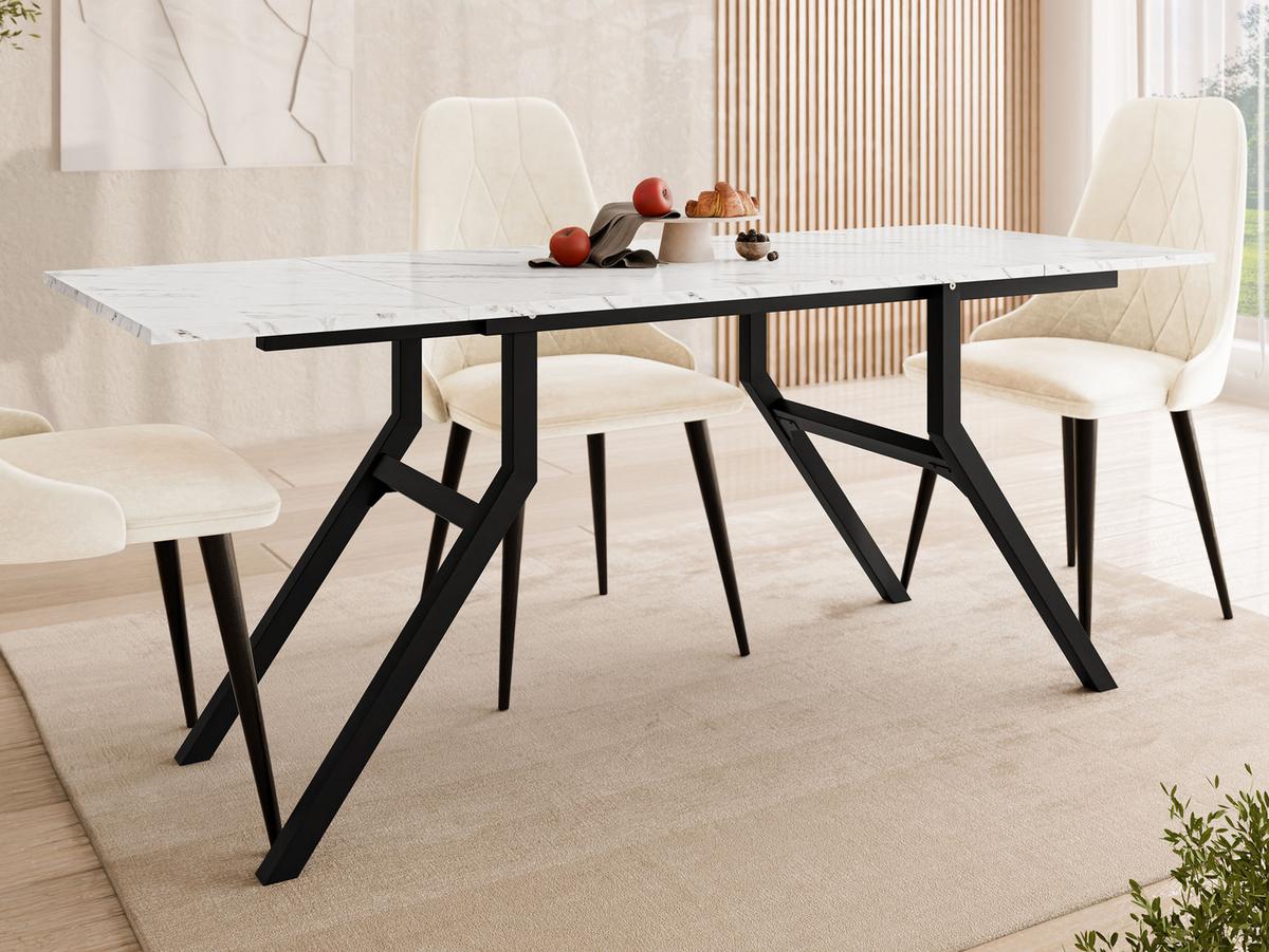 2-IN-1 COUCHTISCH UND ESSTISCH Xena Bis - Schwarz/Weiß, Holzwerkstoff/Metall (70/100/45cm) - MIRJAN24