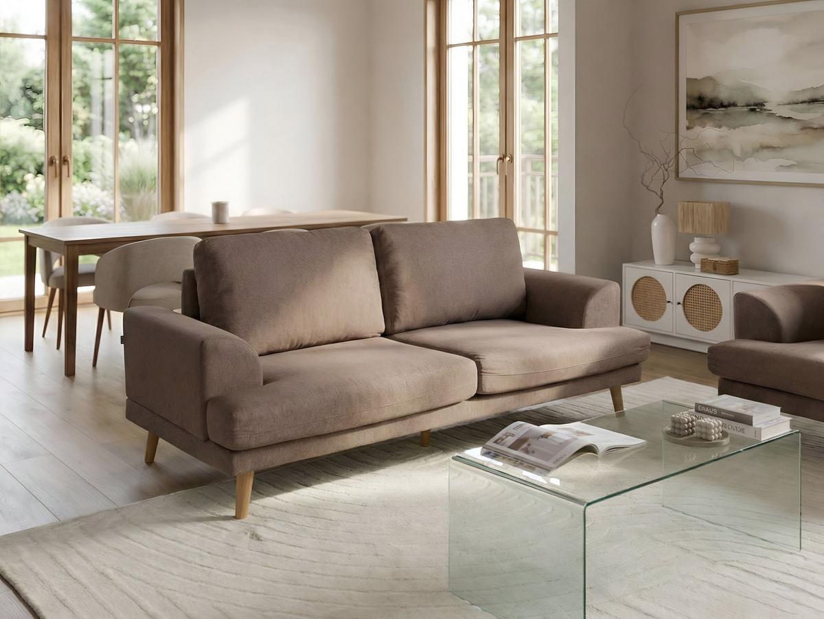 3-SITZER-SOFA Stoff Braun Kildal - Braun, Textil (214/90/96cm) - Beliani
