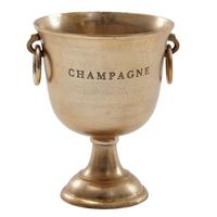 CHAMPAGNERKÜHLER Aluminium Modern 2 Flaschen Ringgriffe ALBEGNA, Gold 29x29x38 cm - Goldfarben, Metall (18/38cm) - KADIMA DESIGN