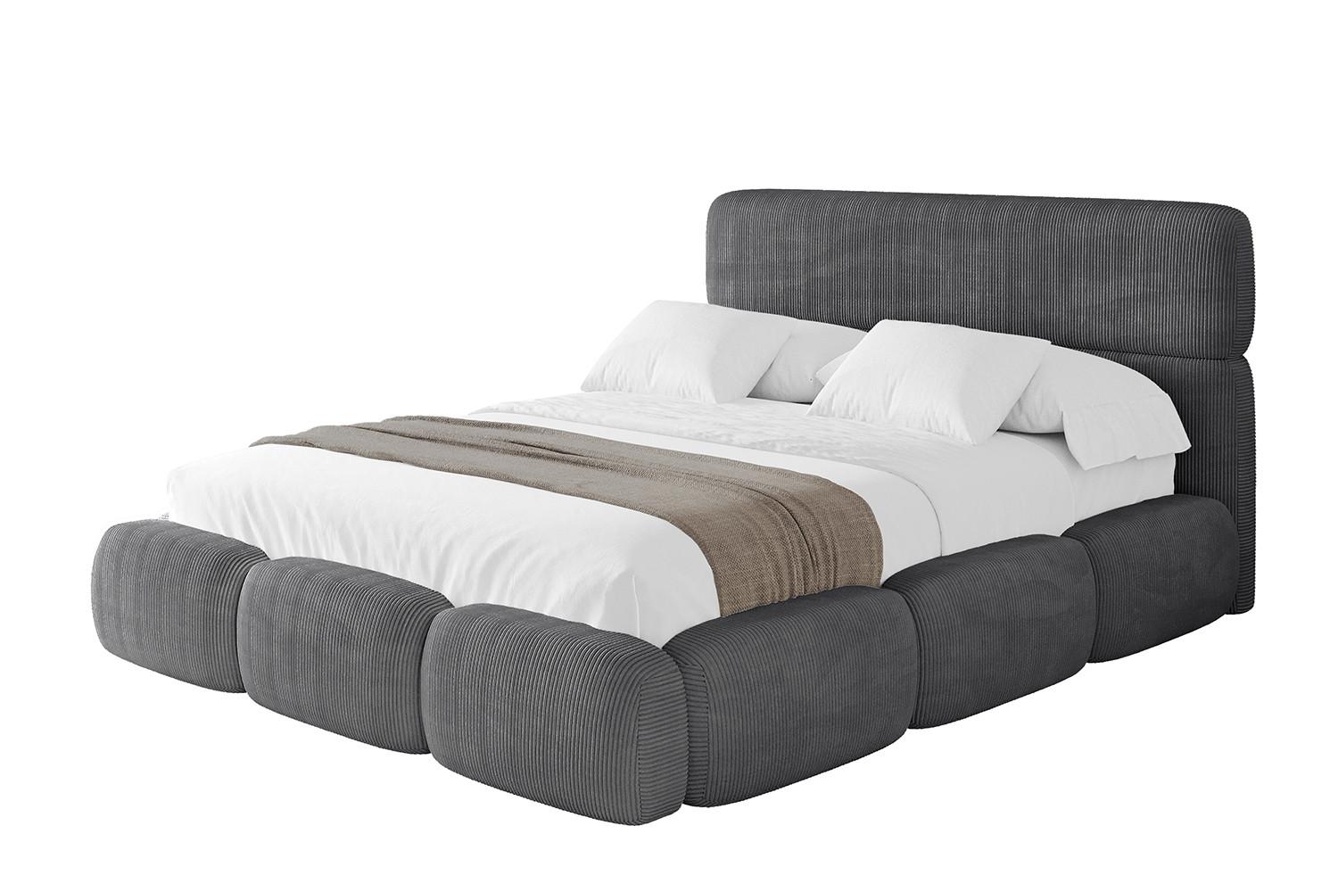 POLSTERBETT mit Bettkasten und Lattenrost, Bett mit Matratze H3/H4 - ELVA 180x200 Dunkelgrau - Anthrazit, Holzwerkstoff/Textil (180/200cm) - ALTDECOR