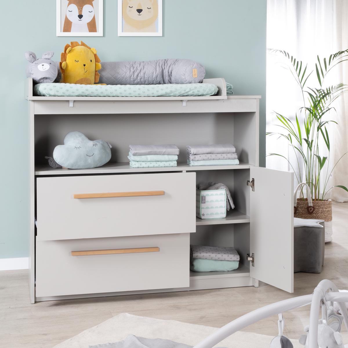 WICKELKOMMODE Lea - Grau, Holz/Holzwerkstoff (107/98/75cm) - Roba