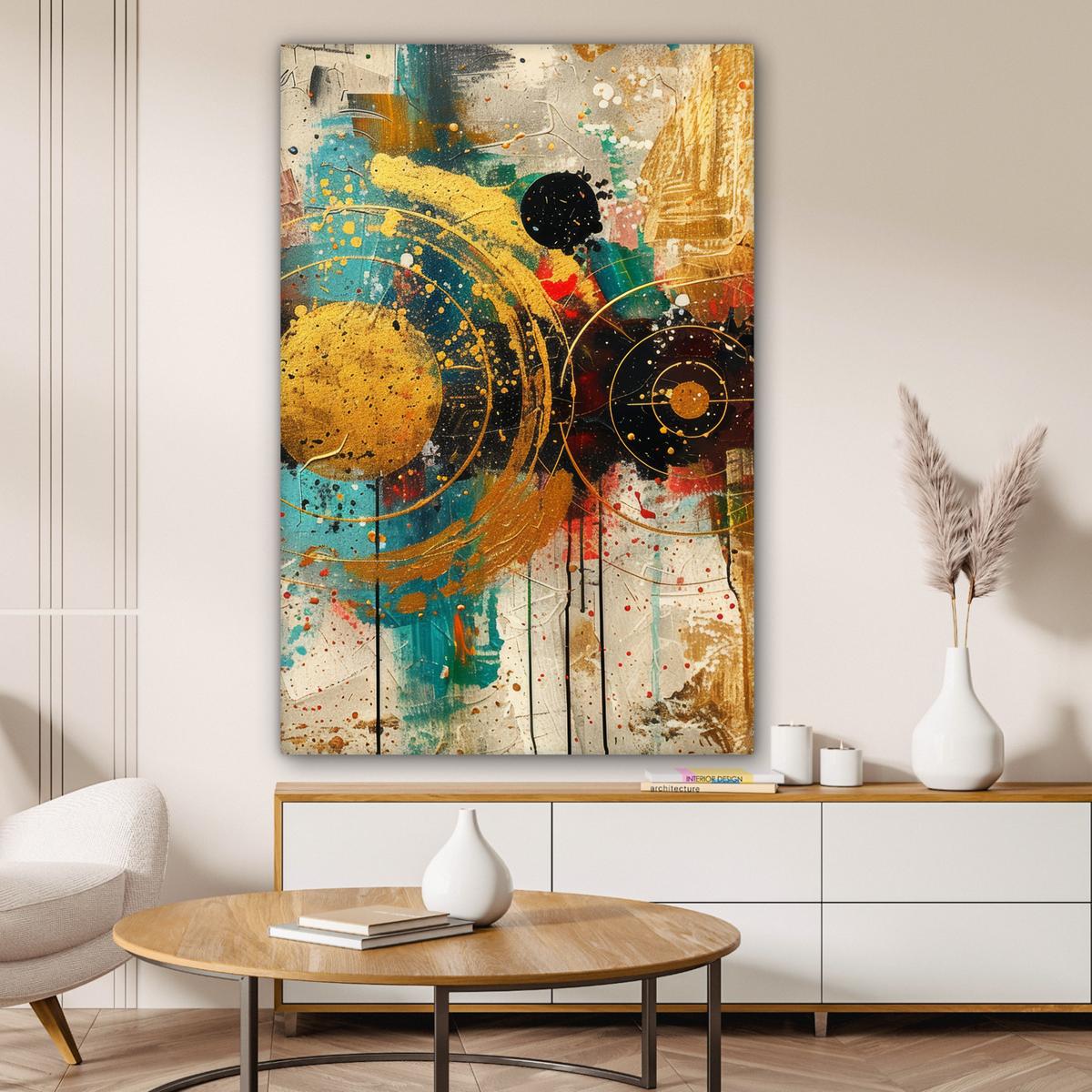 LEINWANDBILD Abstrakt - Kunst - Gold - Modern Deko XXL 80x120 cm - Multicolor, Textil (80/120cm) - MuchoWow