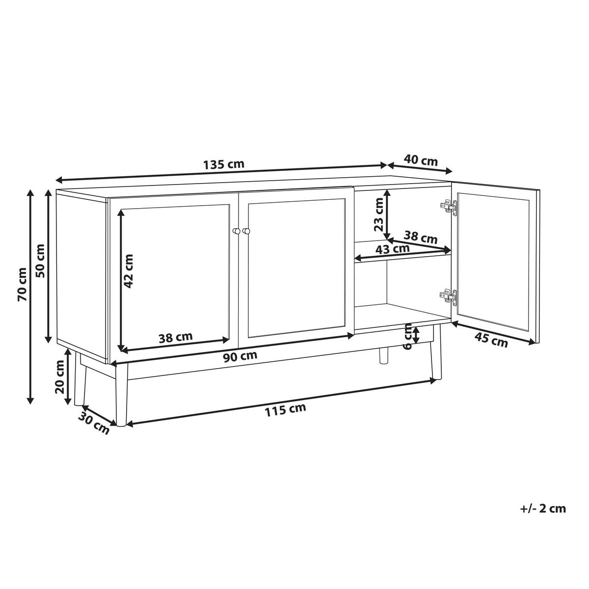 SCHRANK Hellbraun Nivo - Hellbraun, Holzwerkstoff (40/135/70cm) - Beliani