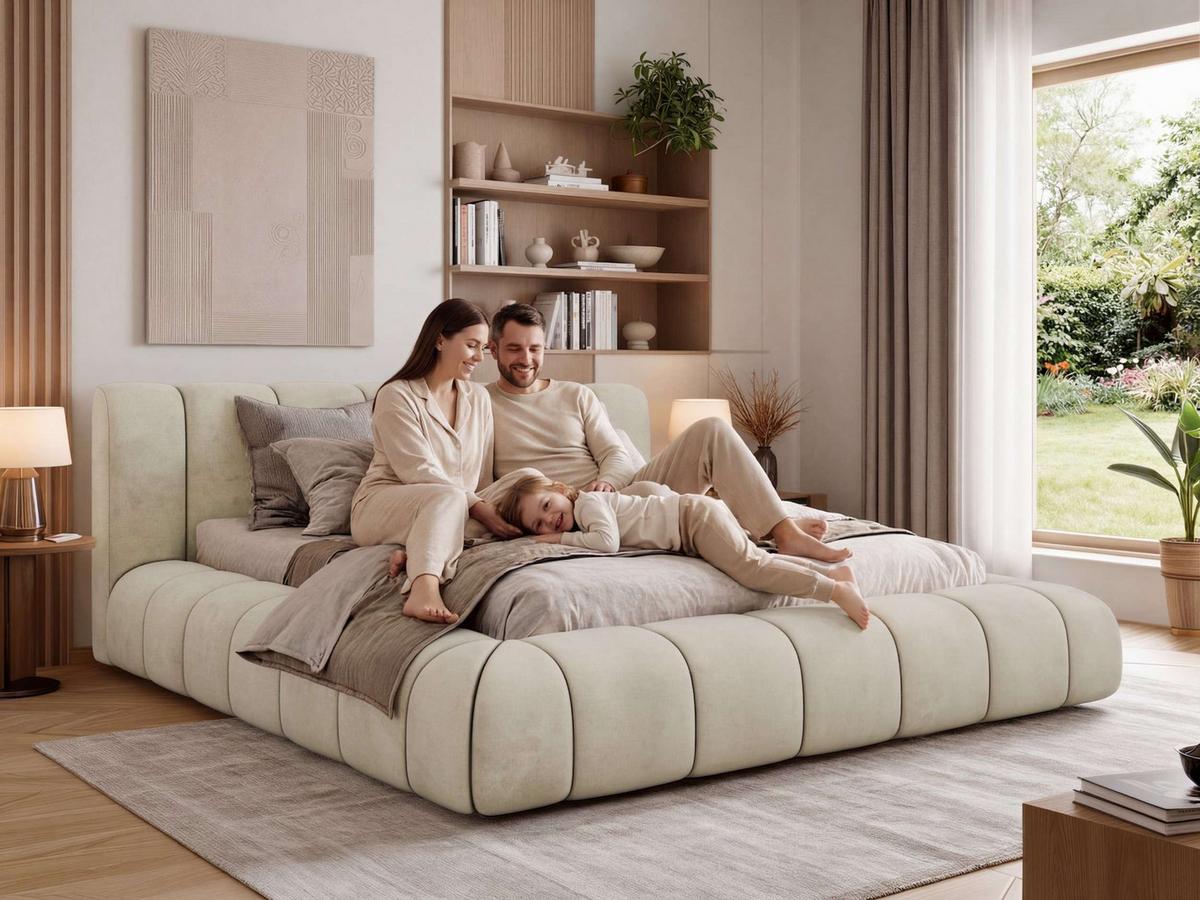 POLSTERBETT NUBEA CLASSIC 140/200 - Braun Velvet - Pocket-Matratze - Braun, Textil (140/200cm) - MKS