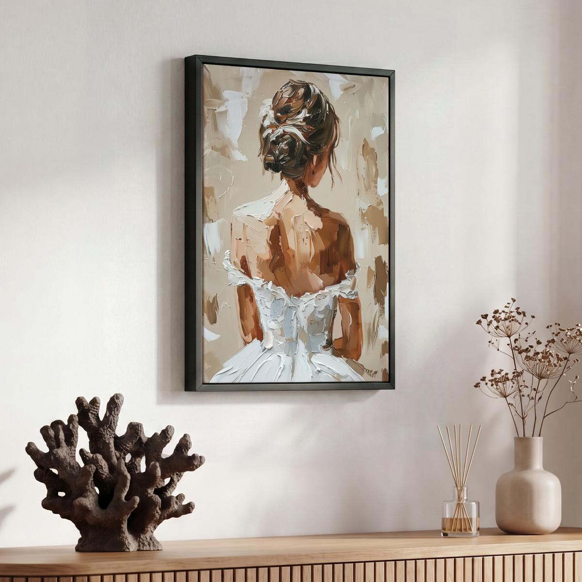LEINWAND Bilder mit Rahmen - Frau - Farbe - Abstrakt - Beige - Modern - 30x40 - Sandfarben, Textil (30/40cm) - MuchoWow