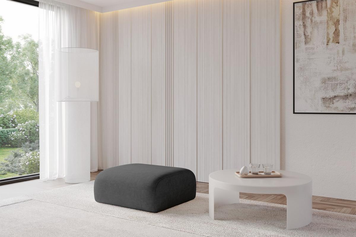 POUF MIRA-PUF 91x89x40 Dunkelgrau cm Velours Modular Sitzhocker - Dunkelgrau/Schwarz, Holzwerkstoff/Kunststoff (91/40/89cm) - ALTDECOR