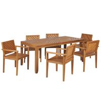 GARTENMÖBEL SET 6-Sitzer Akazienholz hellbraun Baratti - Hellbraun, Holz - Beliani