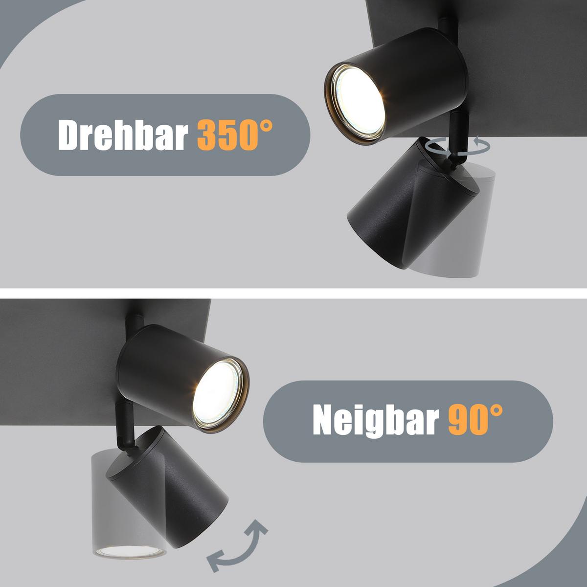 DECKENSTRAHLER Harold 4-flammig 25/25/14 cm - Schwarz, Metall (25/25/14cm) - Nettlife