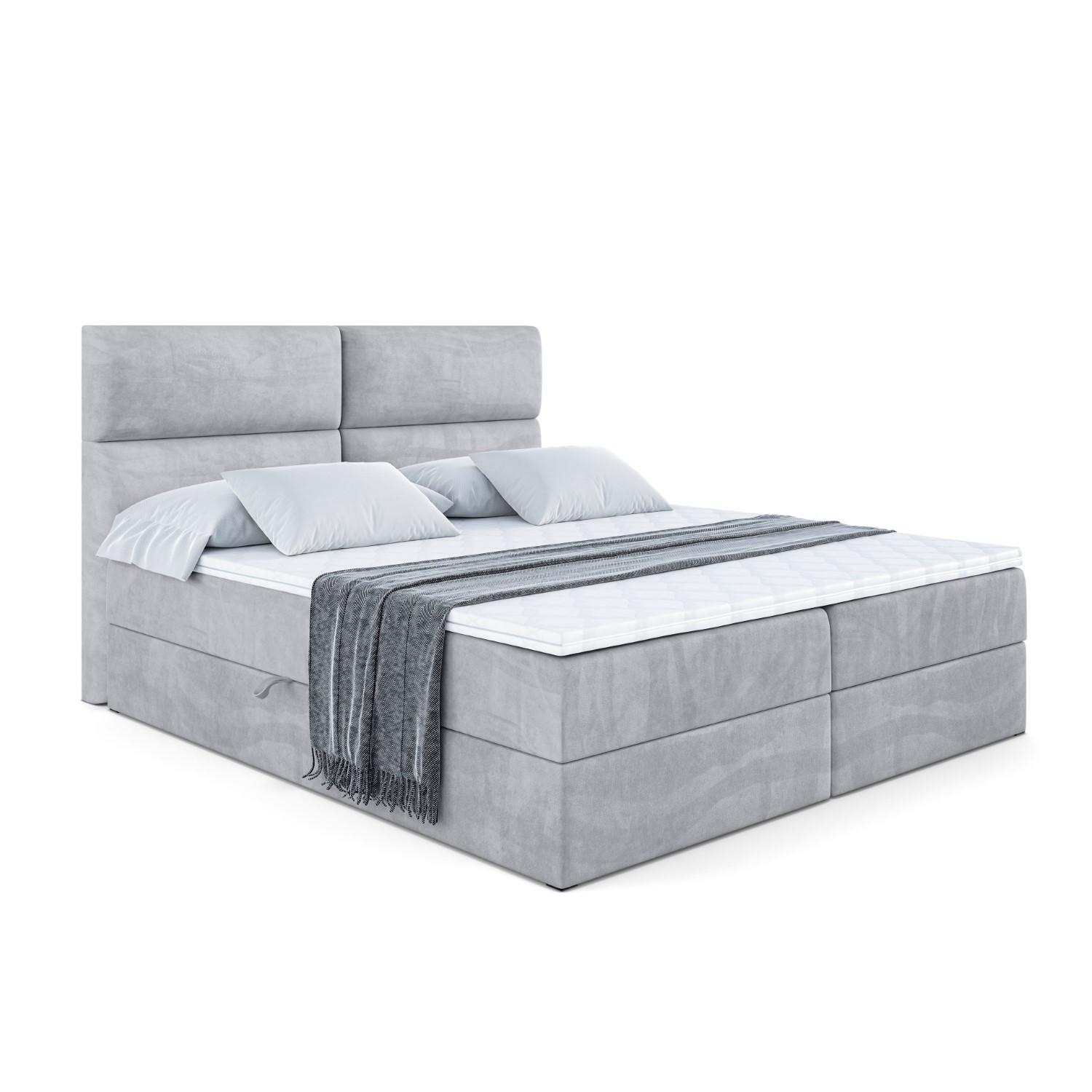 BOXBETT mit Matratze H3 und Lattenrost - BOXI3 - 140x200 cm Hellgrau - Hellgrau, Holzwerkstoff (140/200cm) - ALTDECOR