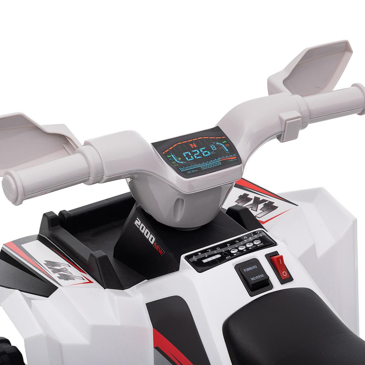 ELEKTRO Kinderquad, Mini Elektroquad mit Vorwärts-, Rückwärtsfunktion, Weiß - Weiß, Metall (70/41.5/48.5cm) - HOMCOM