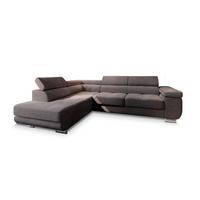 ECKSOFA APIRO L-S Braun Kordstoff mit Schlaffunktion - Silberfarben/Braun, Holz/Textil (276/202cm) - MASSENO