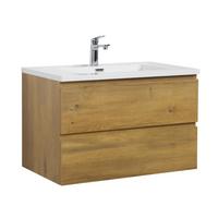 BADMÖBEL-SET Angela 2 Teile - Eiche - 80 x 48 x 52 cm - Eichefarben/Weiß, Holz (80/52/48cm) - Badplaats