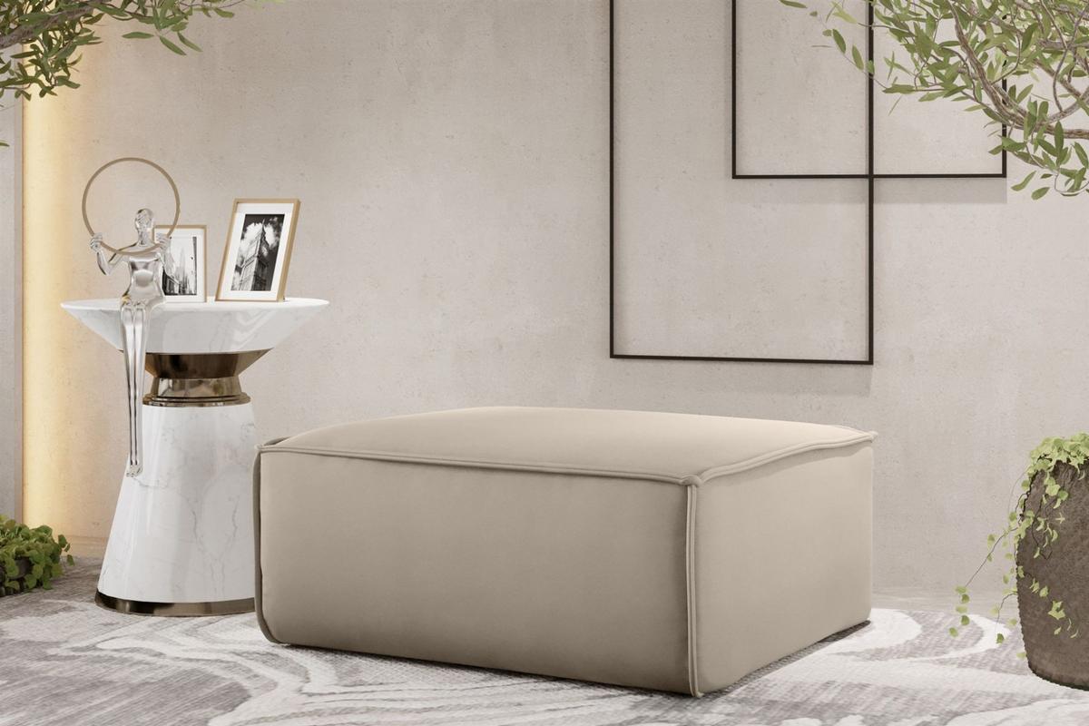 POLSTERHOCKER Celes Premium Opera Velvet - Beige, Holzwerkstoff/Textil (85/40/85cm) - Fun Möbel