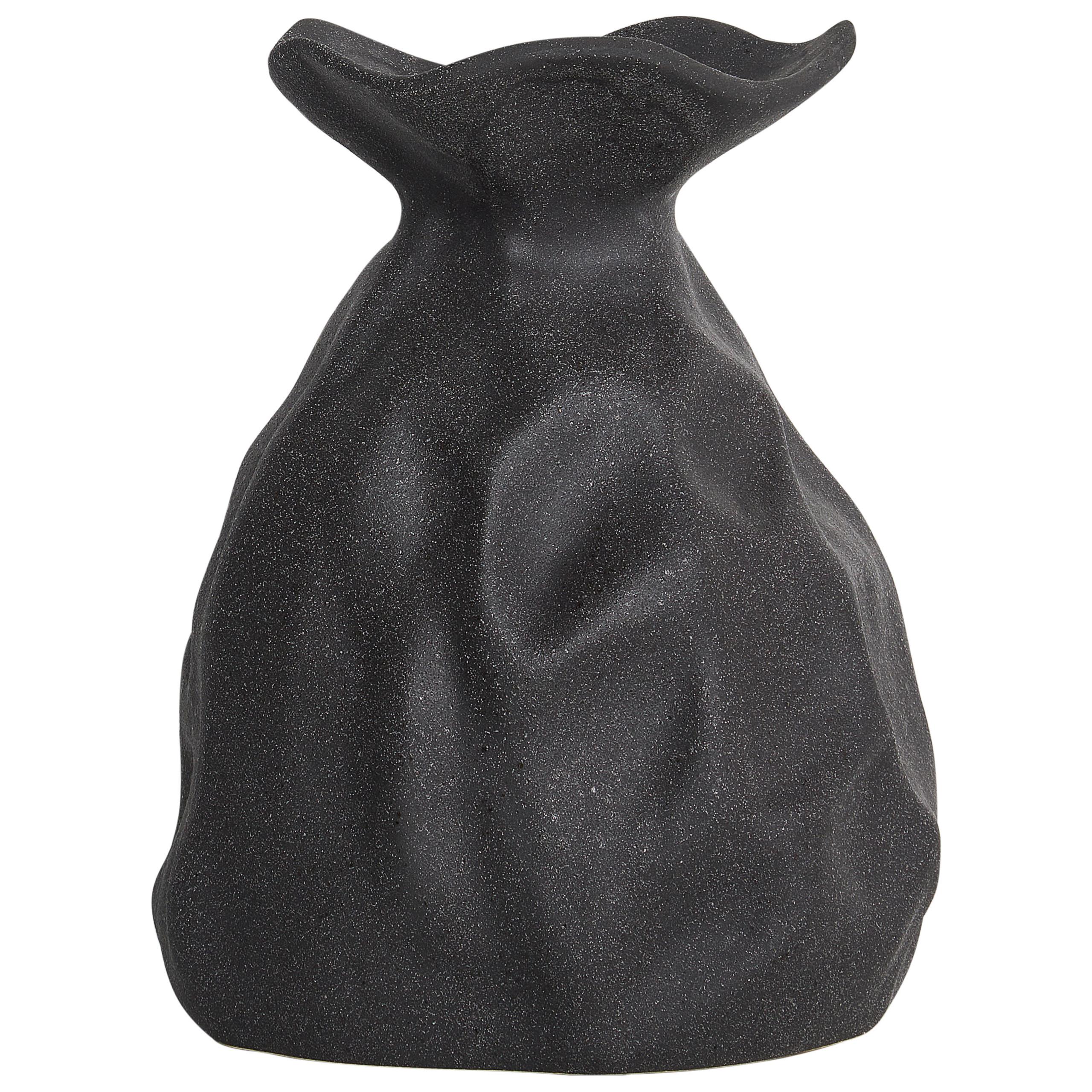BLUMENVASE Steinzeug schwarz Coontail - Schwarz, Stein (31cm) - Beliani