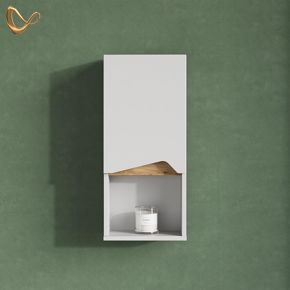 BADSCHRANK Timavo Weiß 30 x 67 cm mit Tür und offenem Fach - Weiß, Holzwerkstoff (30/67/17cm) - Livinity®