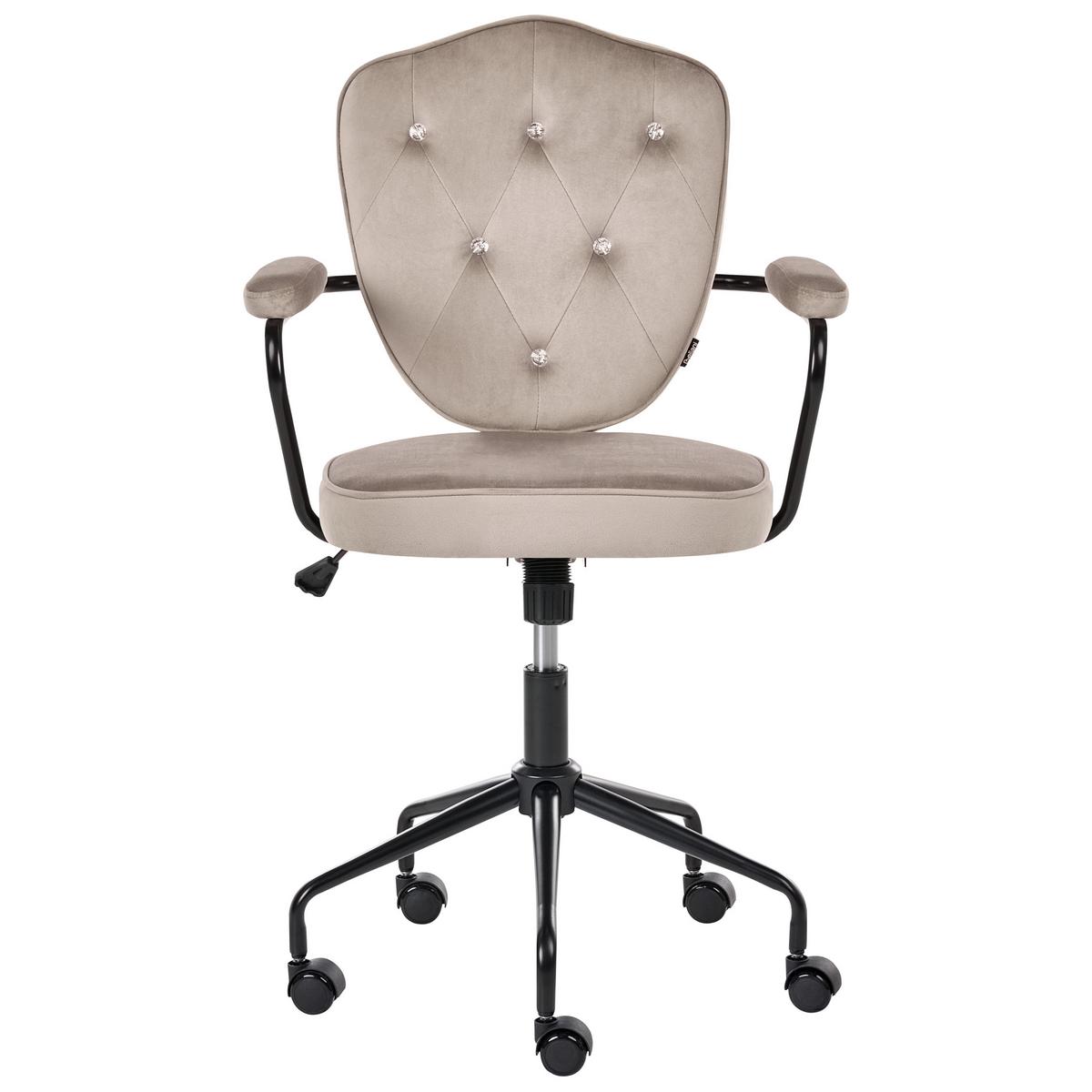 SCHREIBTISCHSTUHL Samtstoff Taupe Velisse - Taupe, Textil (55/98/55cm) - Beliani