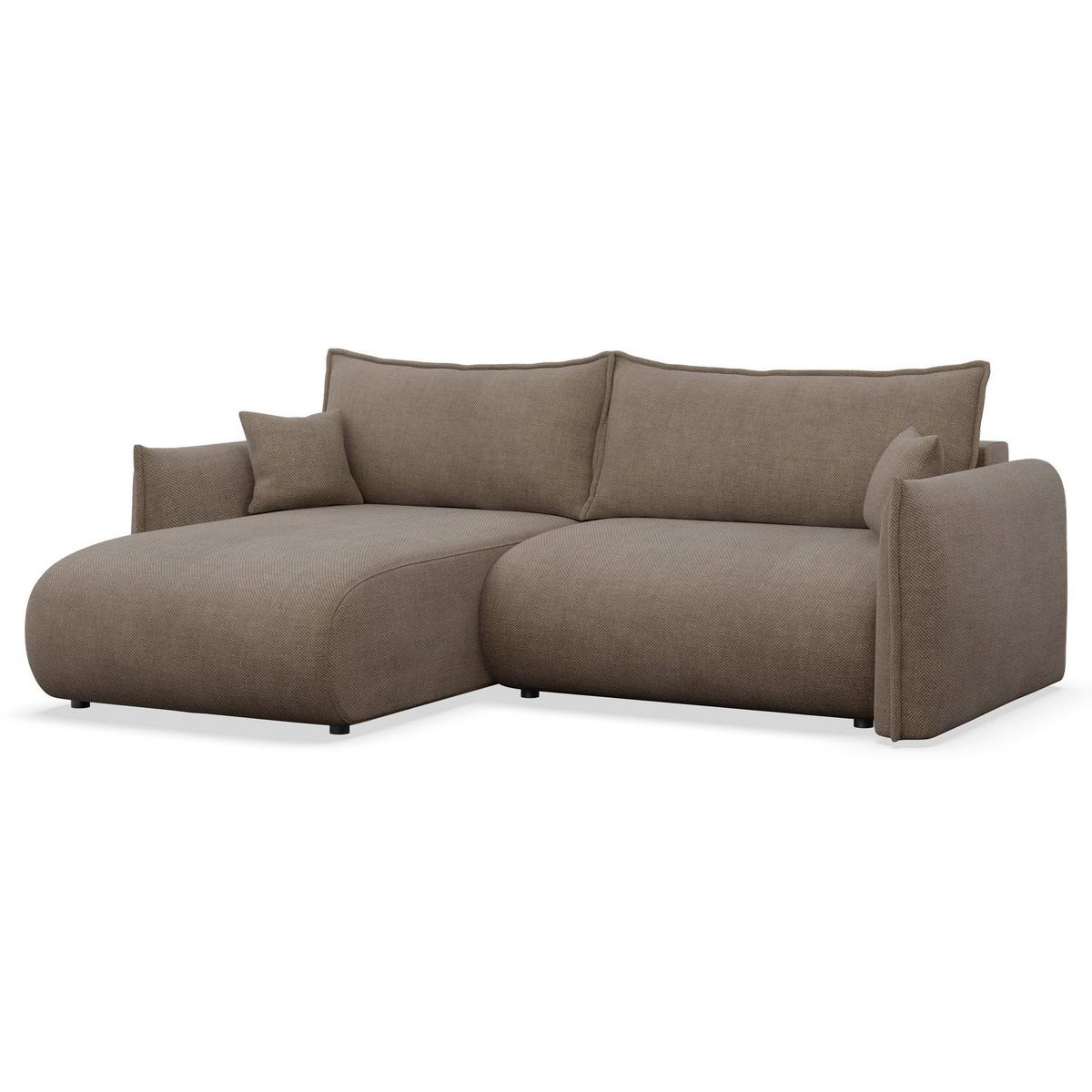 ECKSOFA Cushi Hellbraun-Chenille - Hellbraun/Schwarz, Kunststoff/Textil (252/183cm) - Selsey
