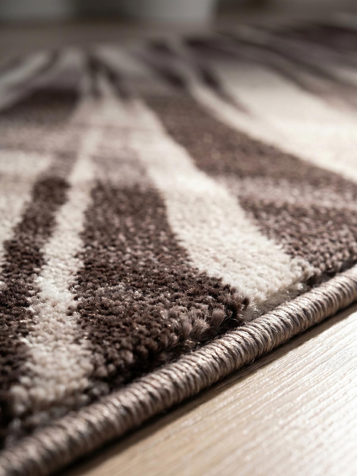 KURZFLORTEPPICH DRAU, mit abstraktem Wellenmuster, Braun, 80 x 300 cm - Braun, Textil (80/300cm) - KADIMA DESIGN