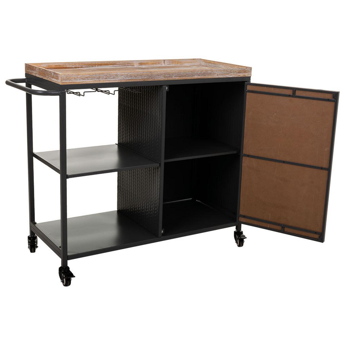 WEINREGAL mit Rädern aus Holz und grauem Metall 100x40x84 - Braun, Metall (100/83.5/40cm) - Wanderlust