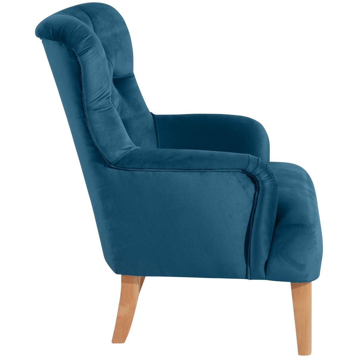 SESSEL Kaiya Bezug Samtvelours Buche natur / petrol - Blau, Kunststoff (82/97/71cm) - 58aufmkessel