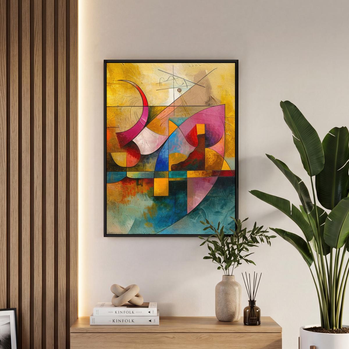 LEINWAND Bilder mit Rahmen - Kunst - Abstrakt - Modern - 60x80 - Gelb, Textil (60/80cm) - MuchoWow