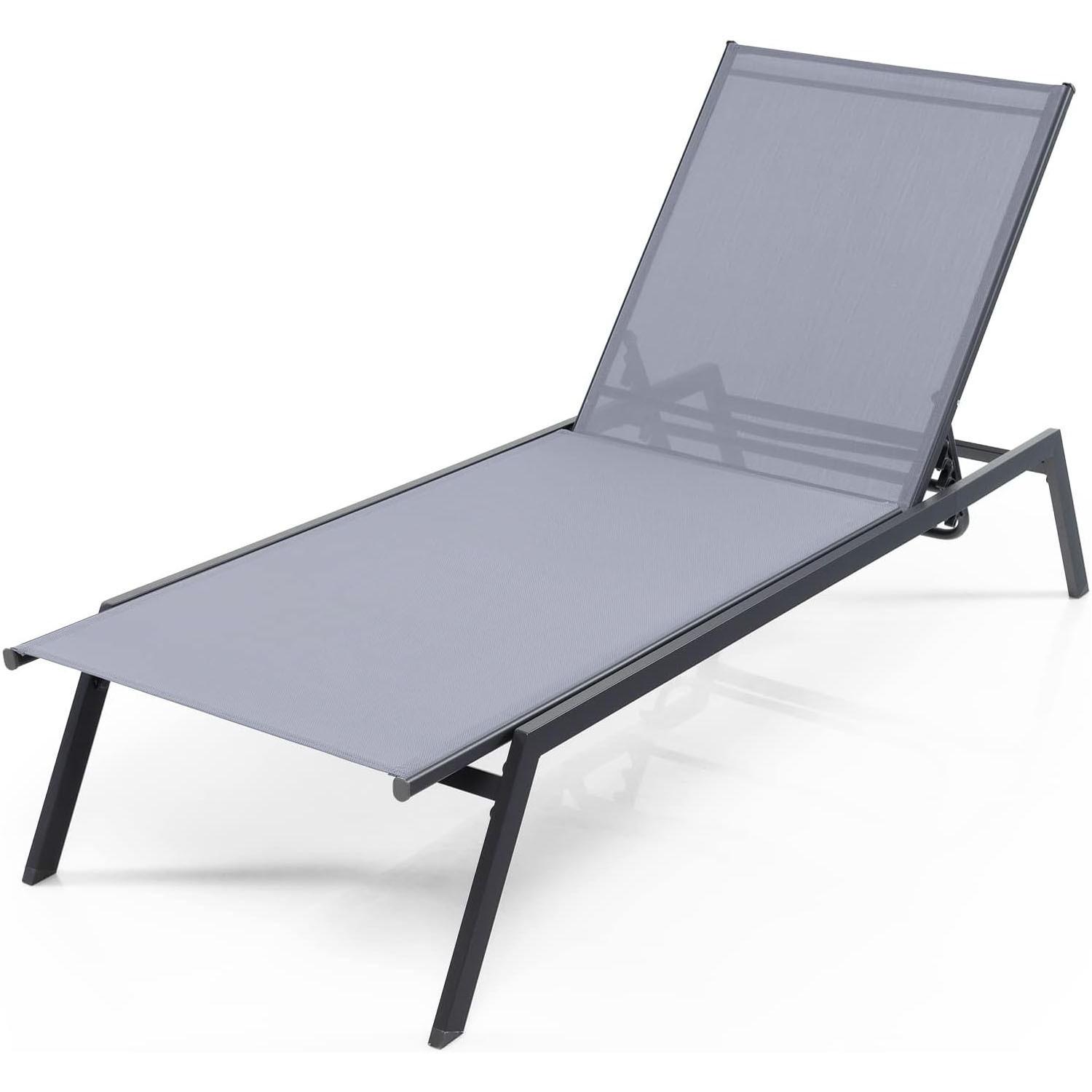 GARTENLIEGE Grau - Grau, Textil (199.5/35/70cm) - COSTWAY