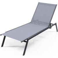 GARTENLIEGE Grau - Grau, Textil (199.5/35/70cm) - COSTWAY